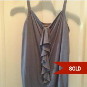 Ann Taylor LOFT gray ruffled tank